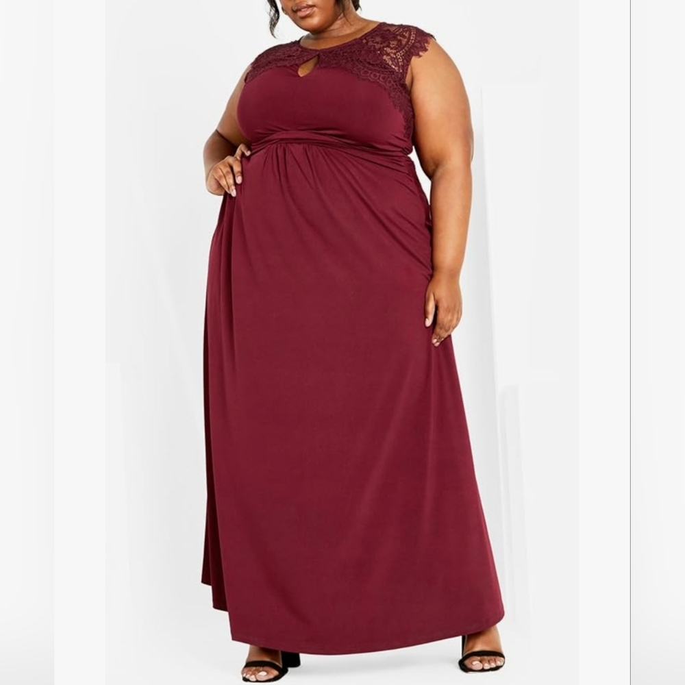 *Avenue Estella NWT Maxi Dress. Size 20. Burgandy Color